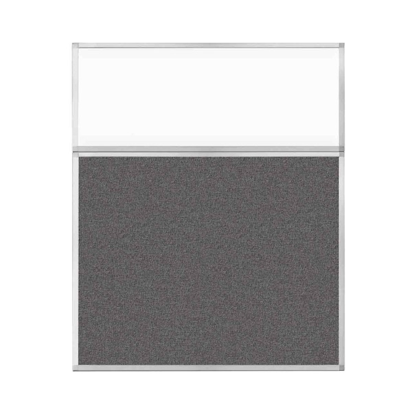 Hush Panel Configurable Cubicle Partition 5' x 6' W/ Window Charcoal Gray Fabric Clear Window